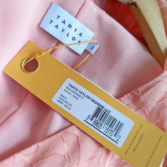 Tanya Taylor Women's Bianka II Silk Blend Mini Wrap Dress in Melon Pink Size 2 - Picture 11 of 14